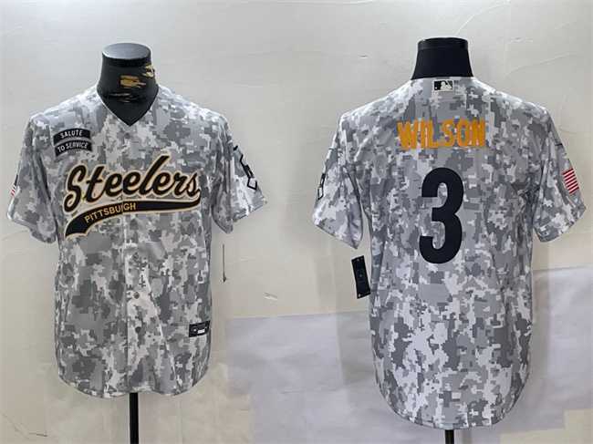 Men%27s Pittsburgh Steelers #3 Russell Wilson 2024 Arctic Camo Salute To Service Stitched Baseball Jersey->pittsburgh steelers->NFL Jersey